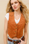 Blue B Corduroy Crop Studded Vest