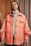 Plaid Orange Pink Jacket Shacket - Curvy Size
