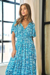 Elastic Ruffle Smocking Ruffle Hemline Maxi Dress - Curvy Size