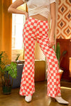 Jade by Jane Pink Flared Checkered Pants