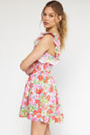 Floral Print Square Neck Ruffle Sleeve mini dress