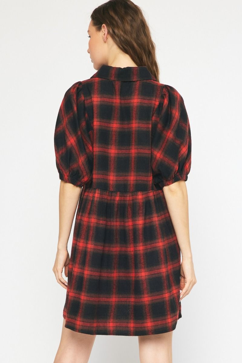 Patchwork Print Smocking Sleeve Mini Dress