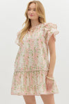 SALE Entro Floral print Triple layer ruffle sleeve dress