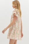 SALE Entro Floral print Triple layer ruffle sleeve dress