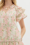 SALE Entro Floral print Triple layer ruffle sleeve dress