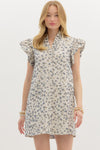 Entro Metallic Accented Abstraact textured pattern mini dress
