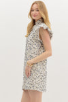 Entro Metallic Accented Abstraact textured pattern mini dress