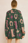 SALE Printed Open Front Cardigan featuring Ribbed Detail