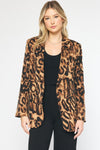 Entro Cheetah Print Collared Blazer featuring pockets at front