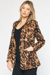 Entro Cheetah Print Collared Blazer featuring pockets at front