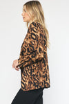 Entro Cheetah Print Collared Blazer featuring pockets at front
