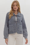 Entro Quilted Denim Long Sleeve Collared Jacket