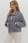 Entro Quilted Denim Long Sleeve Collared Jacket