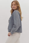 Entro Quilted Denim Long Sleeve Collared Jacket