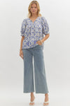 Entro Printed Elbow Length Sleeve pullover top - Curvy Size