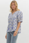 Entro Printed Elbow Length Sleeve pullover top - Curvy Size