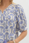 Entro Printed Elbow Length Sleeve pullover top - Curvy Size
