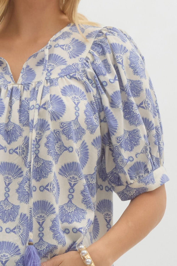 Entro Printed Elbow Length Sleeve pullover top - Curvy Size