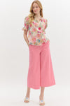 SALE Entro Floral print Smocked Short Sleeve pullover top