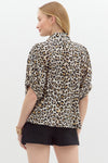 Entro Leopard Print High neck elasticated sleeve dolman top