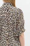 Entro Leopard Print High neck elasticated sleeve dolman top