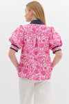 SALE Entro Floral Print Short puff sleeve top.