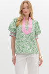 SALE Entro Floral Print Short puff sleeve top.