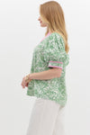 SALE Entro Floral Print Short puff sleeve top.