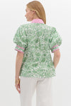 SALE Entro Floral Print Short puff sleeve top.