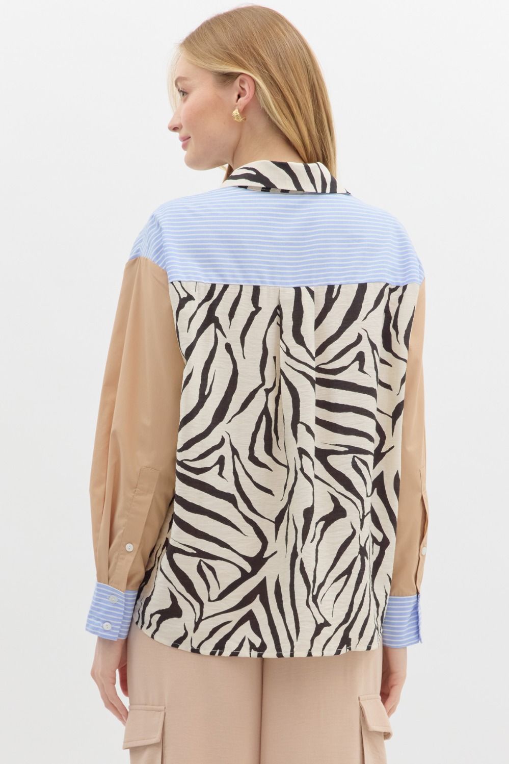 Entro Multipattern Classic Collar Button down long sleeve top