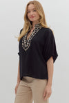 Entro Solid elasticated sleeve band dolman top - Curvy Size