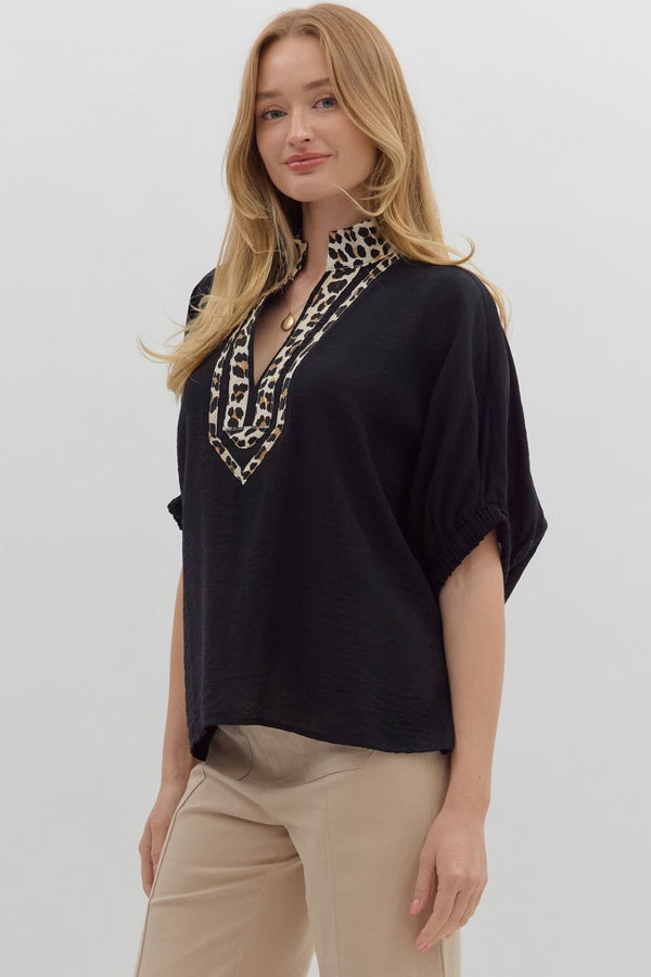Entro Solid elasticated sleeve band dolman top - Curvy Size