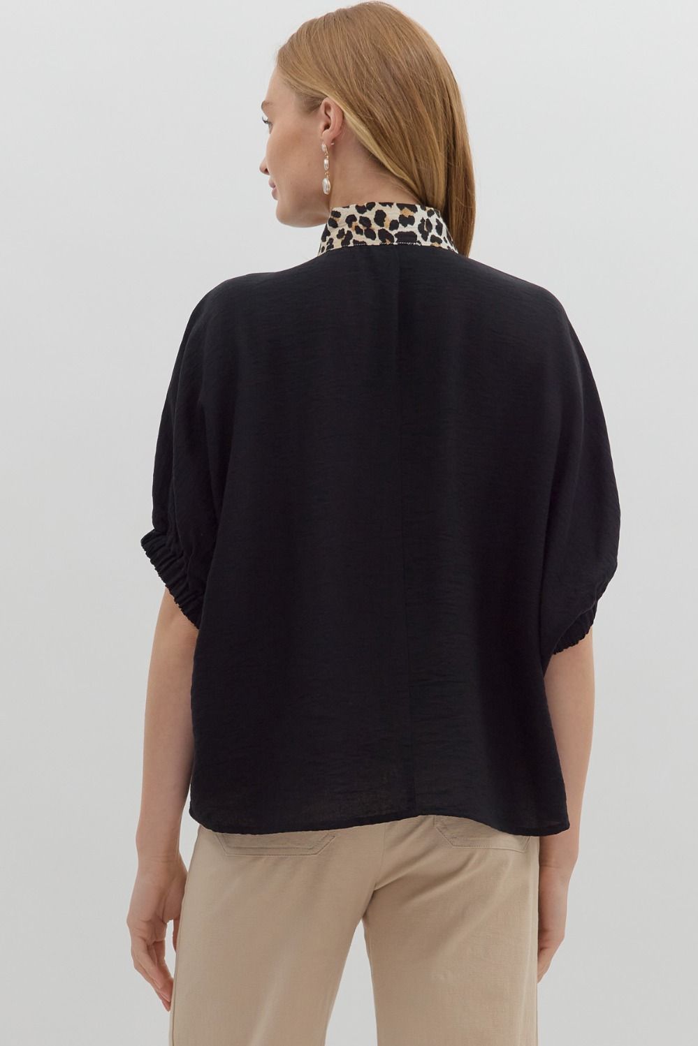 Entro Solid elasticated sleeve band dolman top - Curvy Size
