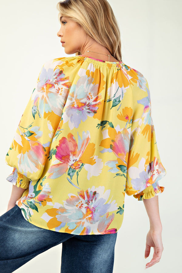 Easel Printed Blink Button Down Woven Blouse