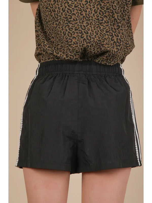 Side Stripe & Lace Trim Detail Activewear Shorts