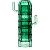 Cactus Stackable Glasses, Glass Green Cactus Cups - 6 Set