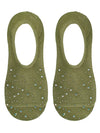 No-Show Liner Socks w/ Crystal Jewel Embellishments - Olive