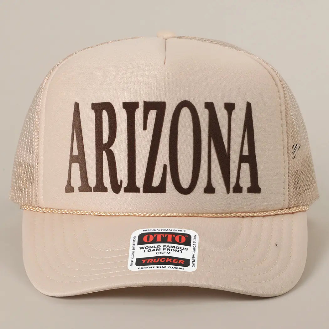 Arizona Text Printed Mesh Back Foam Trucker Hat