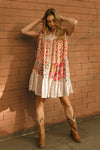 BIBI Print Mix And Match Tiered Dress With Button Down
