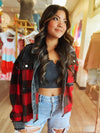 SALE Layla Buffalo Plaid Cord Sequin Acid Wash Shacket