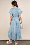 Very J Embroidered Boho Ruffled Midi Dress