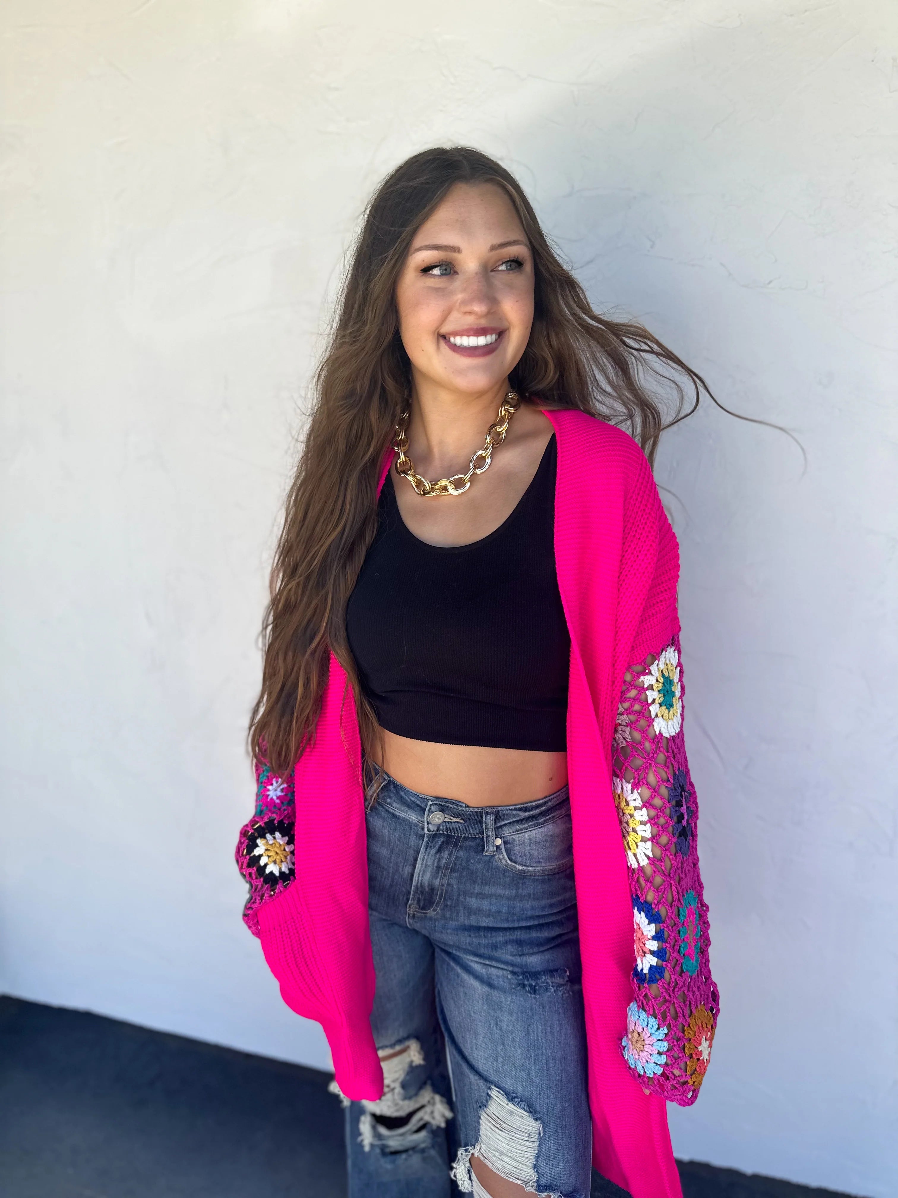 XMAS JULY Crochet Sleeve Cardigan - 4 Colors