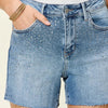Judy Blue HW Rhinestone Embellishment Cut Off Short - Curvy size