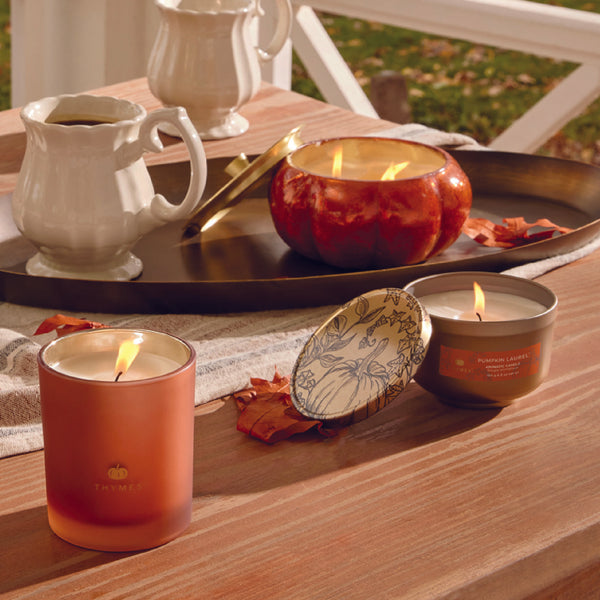 Pumpkin Laurel Poured Candle Tin, Gold Lid