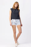 Judy Blue High Waisted Cherry Embroidery Acid Wash Shorts