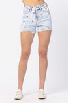 Judy Blue High Waisted Cherry Embroidery Acid Wash Shorts