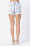 Judy Blue High Waisted Cherry Embroidery Acid Wash Shorts