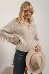 TOTE Fringe Cable Knit Sweater