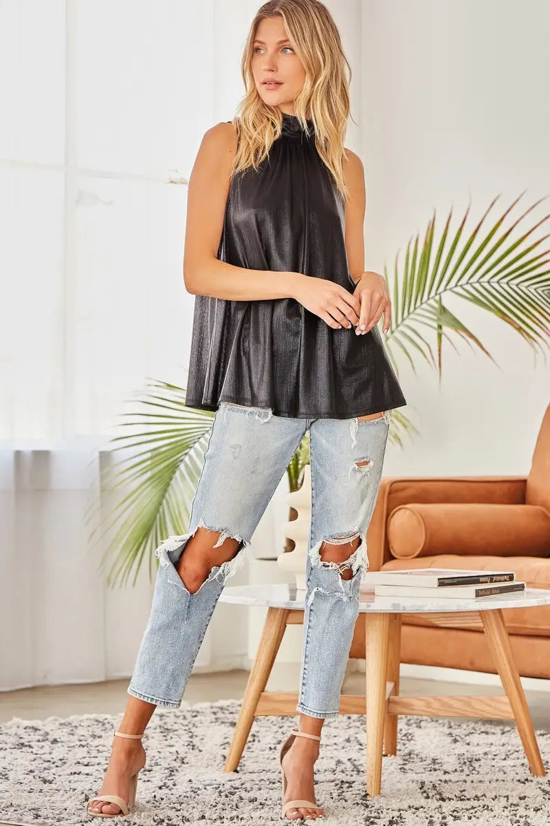 SALE High Neck Sleeveless Top - Curvy Size