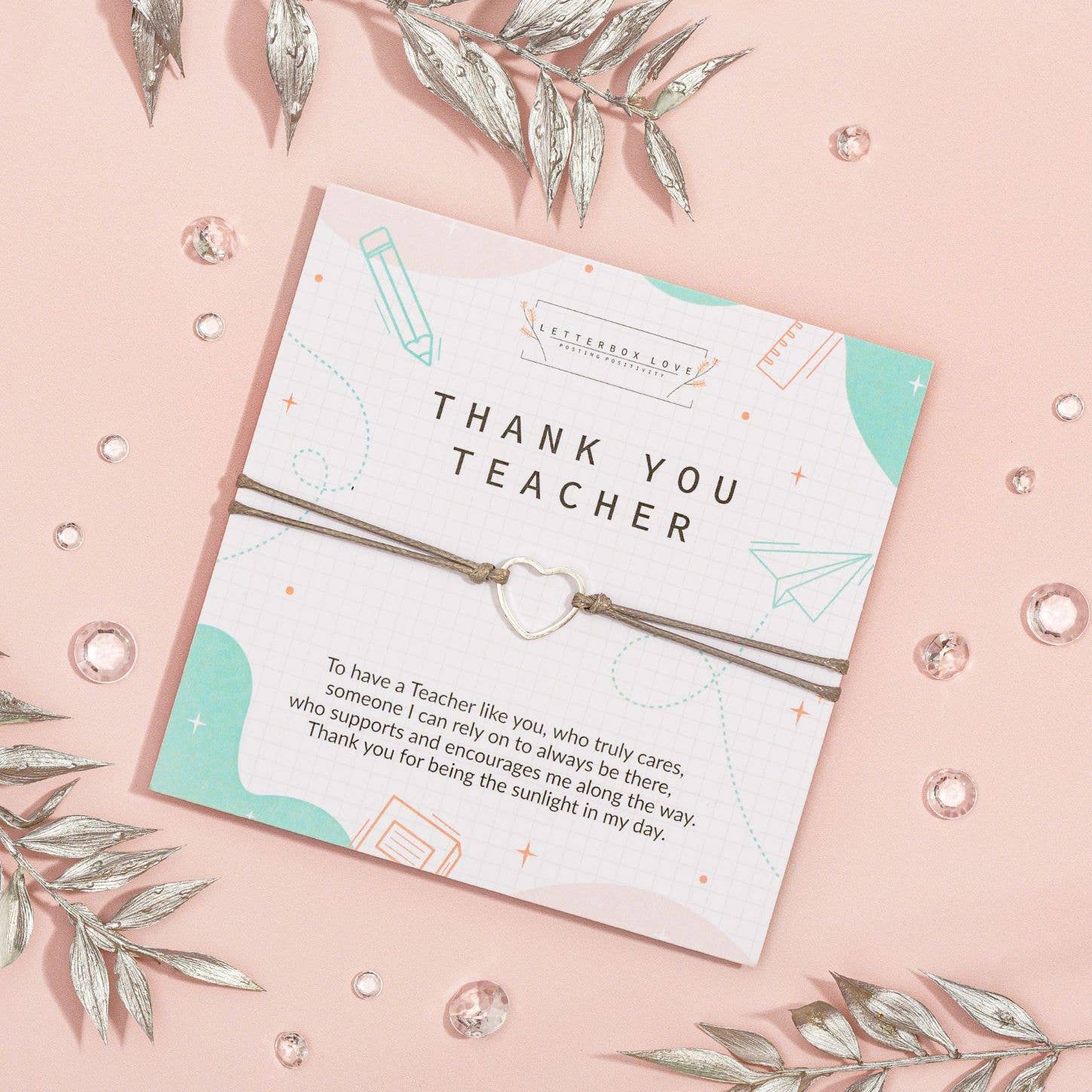 Thank you Teacher Wish Bracelet Gift